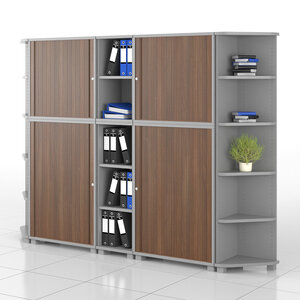 STRONG office cabinets, walnut, gray - shelf capacity 80 kg