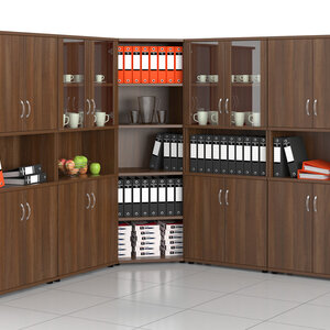 STRONG office cabinets, walnut - shelf load capacity 80 kg
