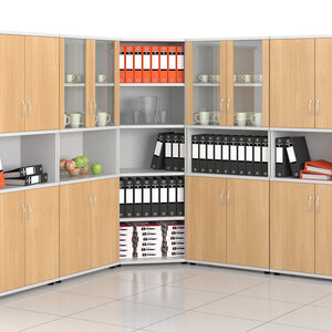 STRONG office cabinets, oak, white - shelf capacity 80 kg