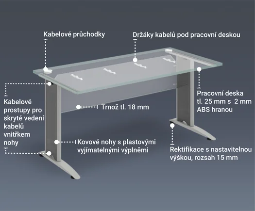 Kancelářské stoly Cross – nadčasový design